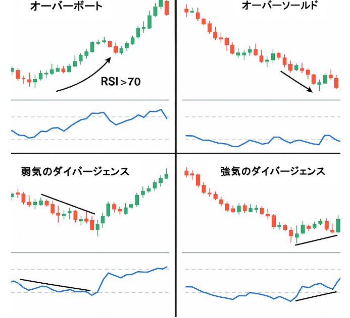 4つのRSIの例を示すチャート
